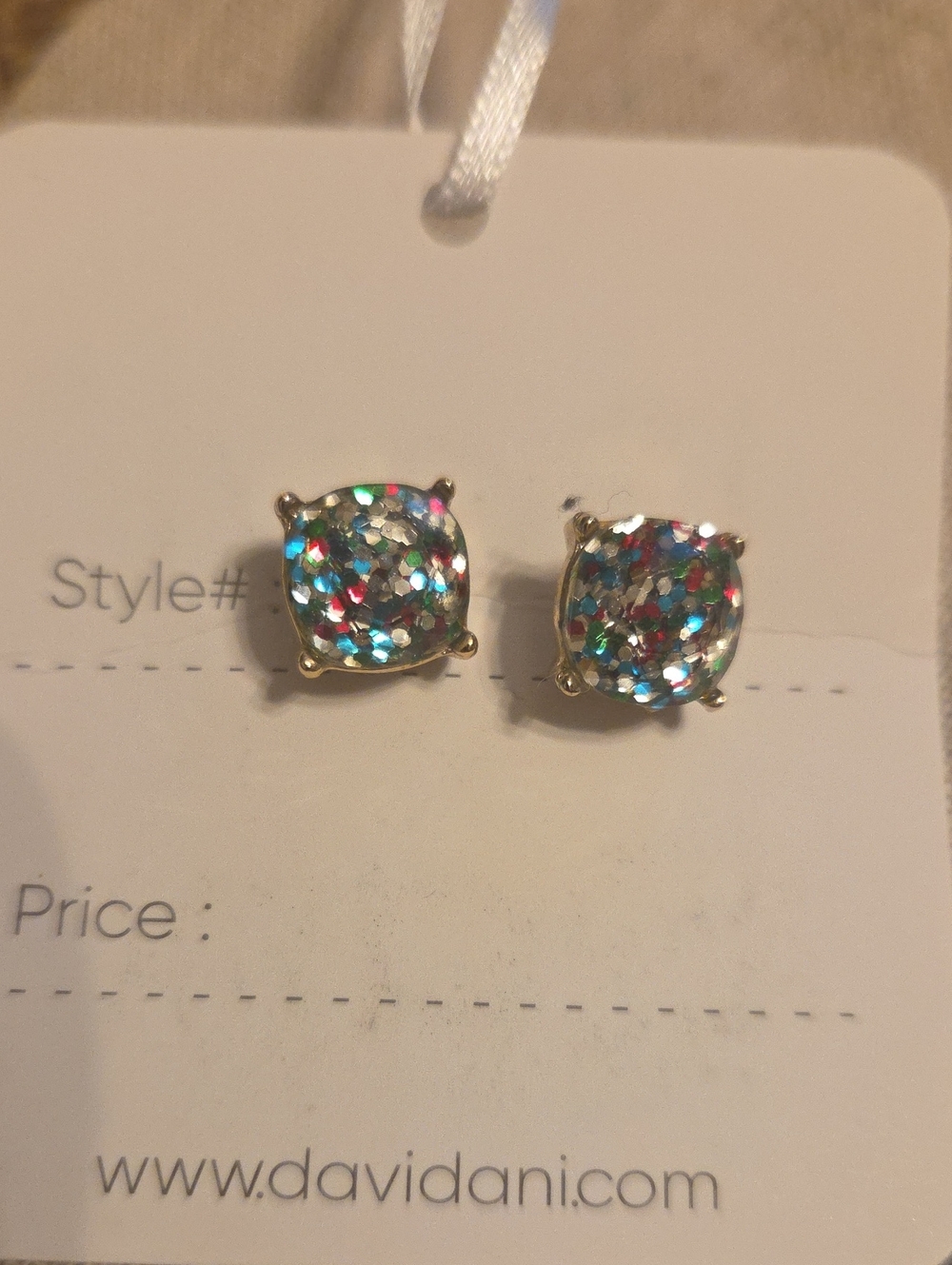 Multicolor Glitter Stud Earrings - Gold Setting